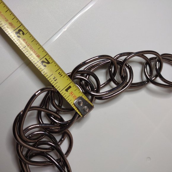 Dark Silver Tone Large Link Necklace Adjustable 26 To 26 Inches Long - Picture 9 of 10